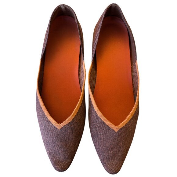 Vivaia Pointed Toe Flats V-Cut Brown Pumpkin Women's sz 39 / US 8-8.5 - Picture 9 of 15